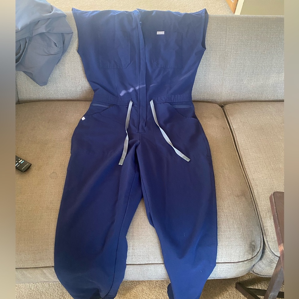 Blue Jumpsuit with Drawstring Waist
